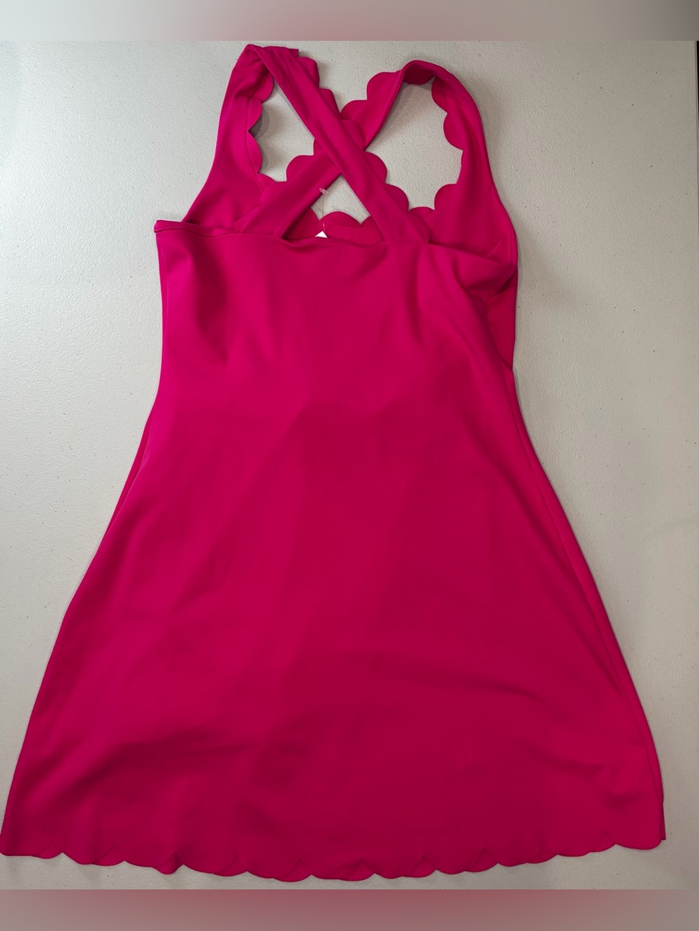 Women’s J. Crew Hot Pink Scalloped Sleeveless Dress - size XS - Picture 6 of 14